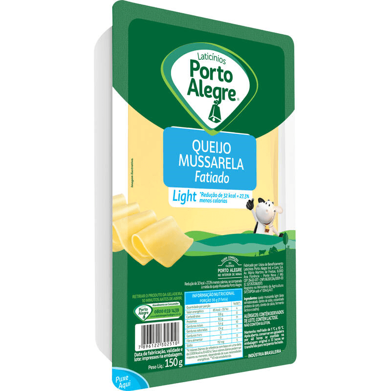 Encontraproduto.com.br - Queijo Mussarela Light Porto Alegre Fatiado Pacote com 150g