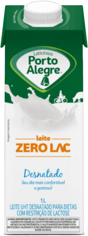 Leite UHT Desnatado Porto Alegre Zero Lactose 1l