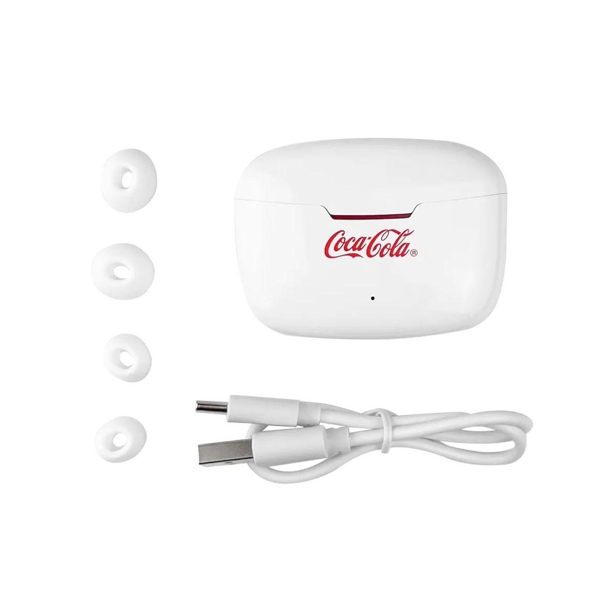 Encontraproduto.com.br - Fone de Ouvido Flow Earbuds Coca-Cola TWS 2096 Branco