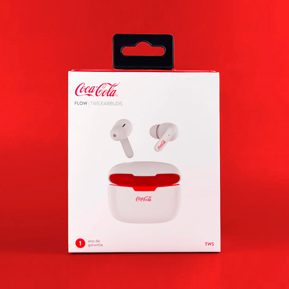 Encontraproduto.com.br - Fone de Ouvido Flow Earbuds Coca-Cola TWS 2096 Branco