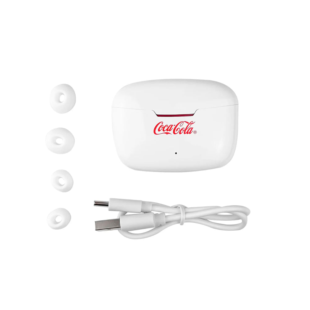 Encontraproduto.com.br - Fone de Ouvido Flow Earbuds Coca-Cola TWS 2096 Branco