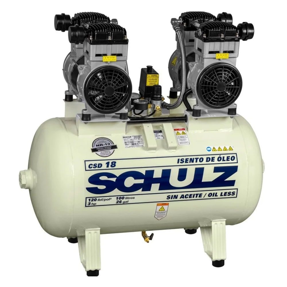 Encontraproduto.com.br - Compressor de Ar Motocompressor Schulz Odontológico Csd 18 100L 3Hp Monofásico