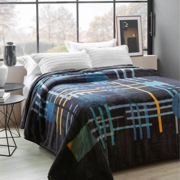 Encontraproduto.com.br - Cobertor Kyor Plus 420g Casal 180x220cm Helsinki Preto Jolitex