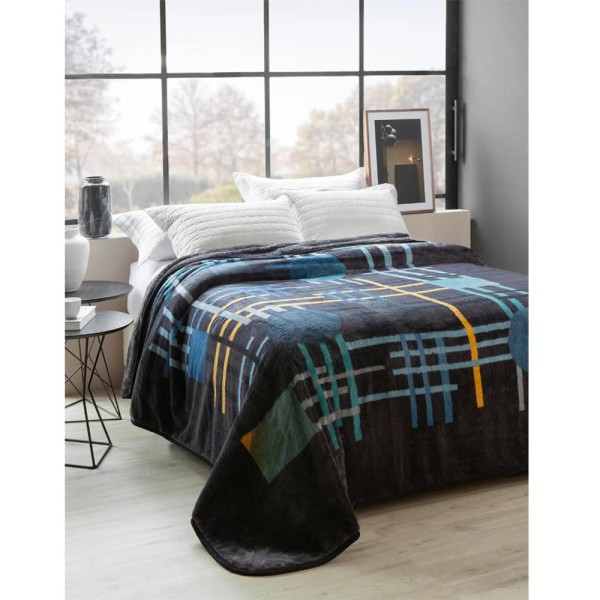 Encontraproduto.com.br - Cobertor Kyor Plus 420g Casal 180x220cm Helsinki Preto Jolitex