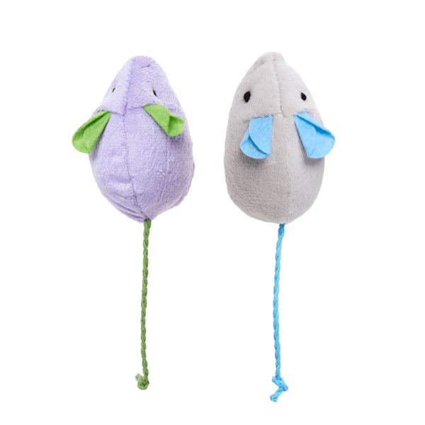 Kit 2 Ratos Pelúcia Colorido Com Catnip - 7,5Cm