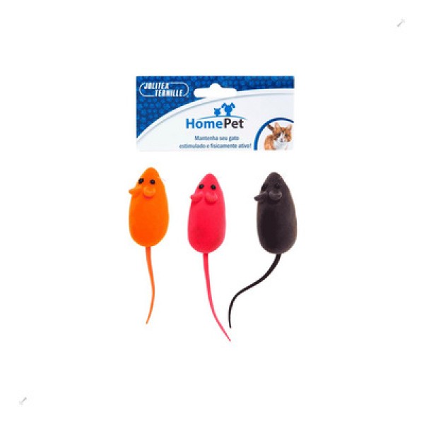 Encontraproduto.com.br - Brinquedo Kit com Ratinhos para Gatos HomePet