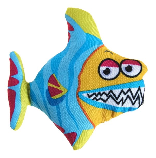 Encontraproduto.com.br - Brinquedo Pet Tubarão Nylon com Catnip para Gatos - Azul