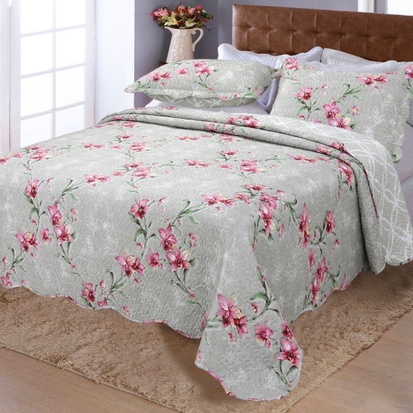 Encontraproduto.com.br - Colcha Queen Ultrasonic Dyuri Guaiba Com 2 Porta Travesseiros Jolitex
