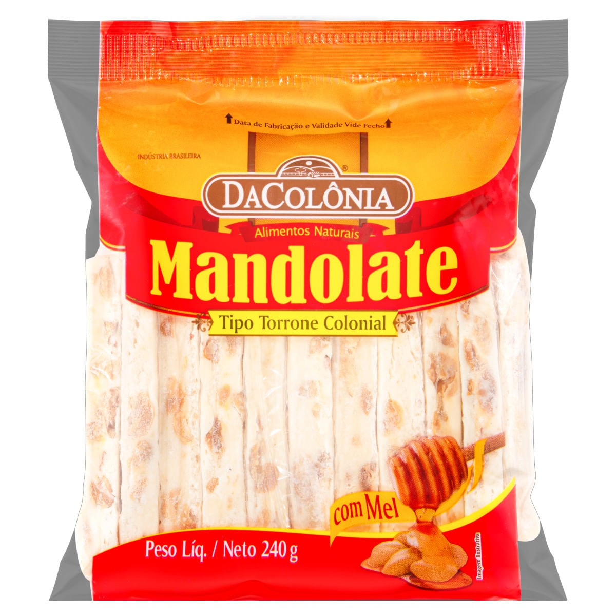 Encontraproduto.com.br - Mandolate Torrone Colonial com Mel DaColônia Pacote 240g