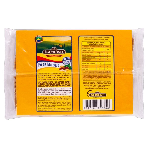 Encontraproduto.com.br - Pé de Moleque DaColônia Zero Açúcar 100g