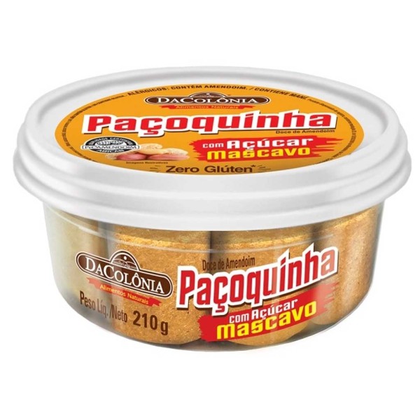 Paçoca Rolha Com Açúcar Mascavo 210g - Dacolônia