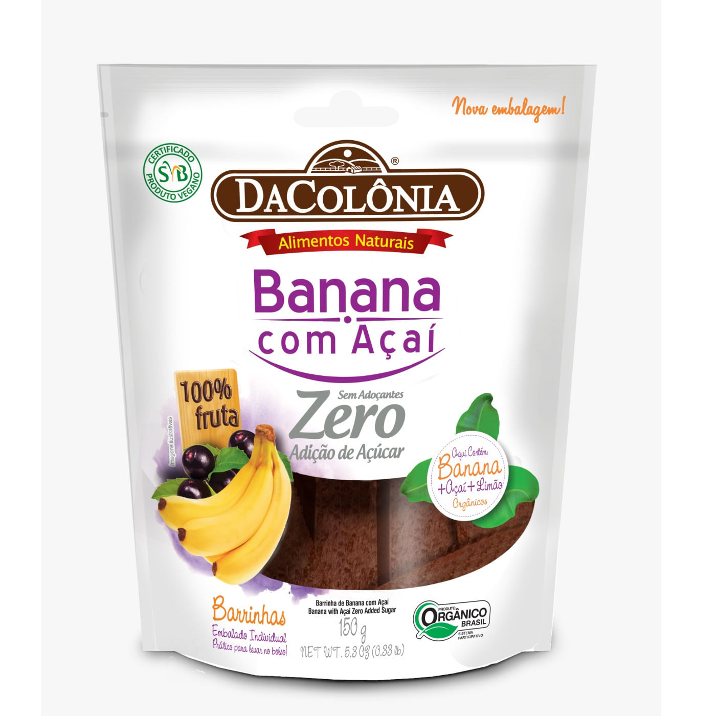 Encontraproduto.com.br - Banana com Açaí Zero 150g - DaColônia