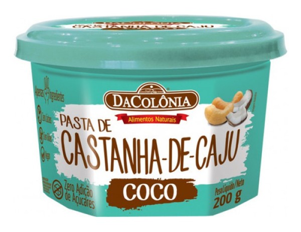 Encontraproduto.com.br - Pasta de Castanha-de-Caju com Coco DaColônia Pote 200g
