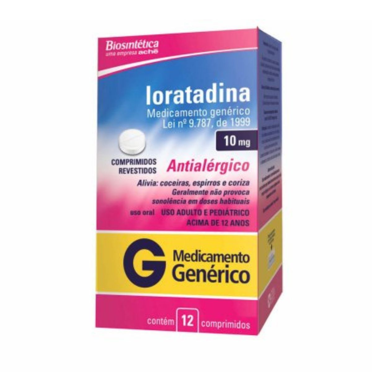 Encontraproduto.com.br - Loratadina 10mg Biosintética 12 Comprimidos Revestidos