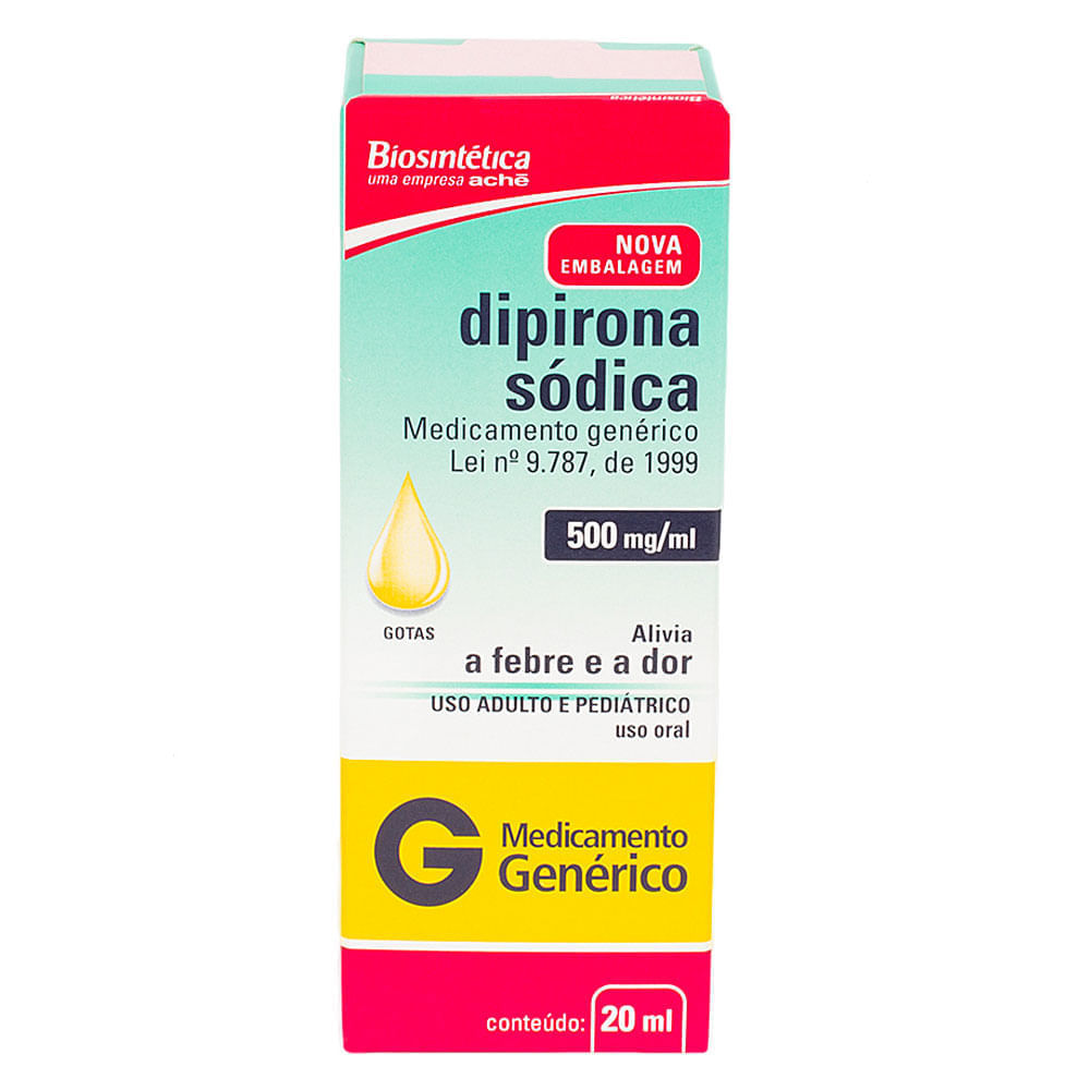 Encontraproduto.com.br - Dipirona Sodica 500Mg Sl Or 20Ml - Genérico - Biosintética Genérica