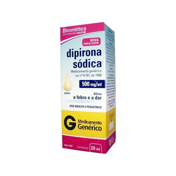 Encontraproduto.com.br - Dipirona Sodica 500Mg Sl Or 20Ml - Genérico - Biosintética Genérica