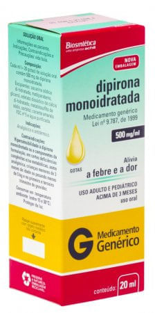 Encontraproduto.com.br - Dipirona Sodica 500Mg Sl Or 20Ml - Genérico - Biosintética Genérica