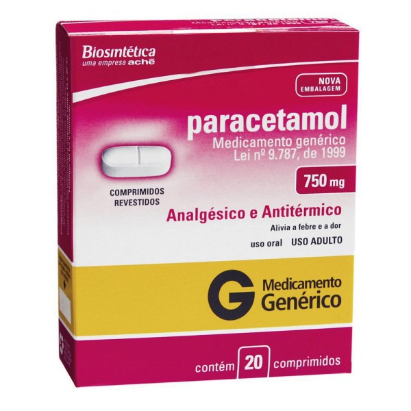 Encontraproduto.com.br - Paracetamol 750MG Comprimido revestido - Caixa com 20 Comprimidos