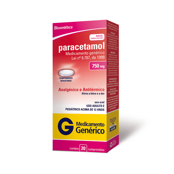 Encontraproduto.com.br - Paracetamol 750MG Comprimido revestido - Caixa com 20 Comprimidos