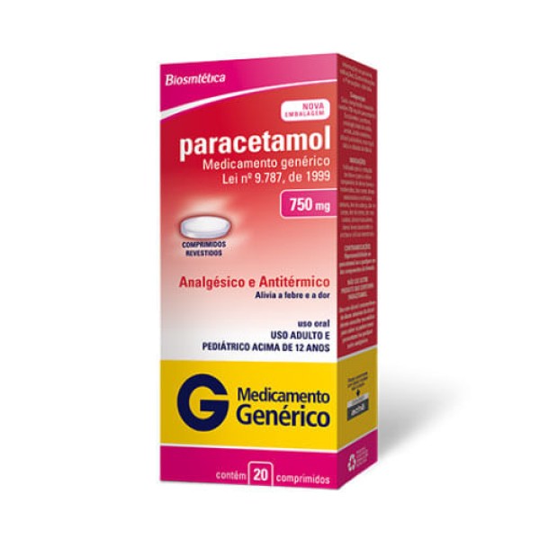 Encontraproduto.com.br - Paracetamol 750MG Comprimido revestido - Caixa com 20 Comprimidos