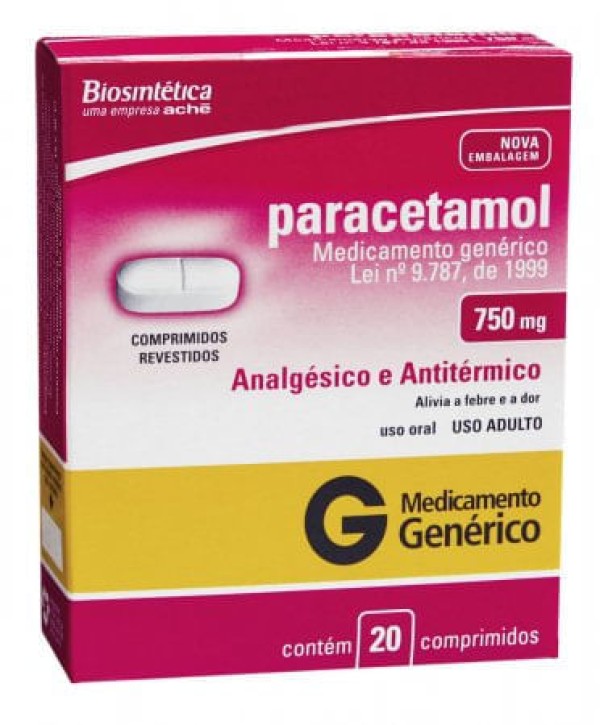 Encontraproduto.com.br - Paracetamol 750MG Comprimido revestido - Caixa com 20 Comprimidos