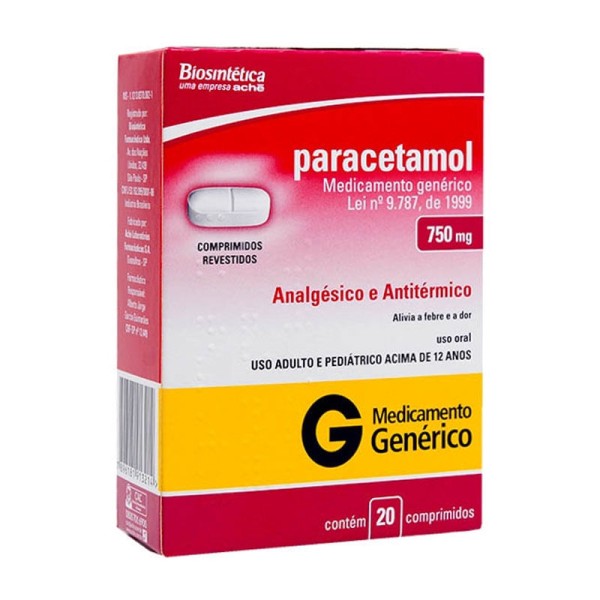 Encontraproduto.com.br - Paracetamol 750MG Comprimido revestido - Caixa com 20 Comprimidos