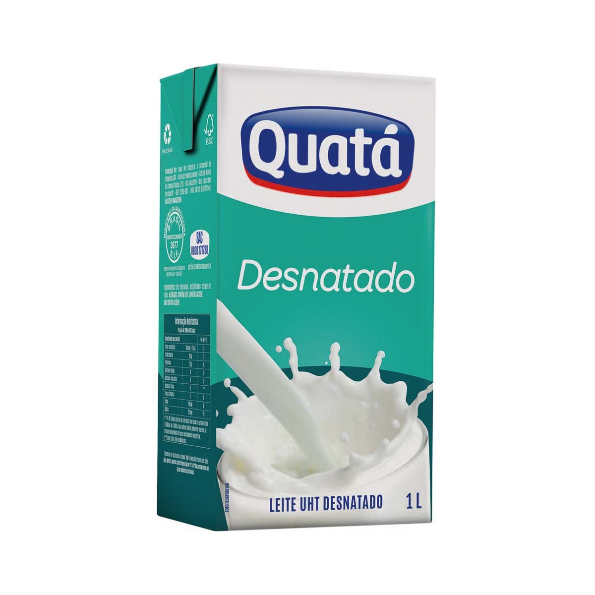 Leite UHT Quatá Desnatado 1l