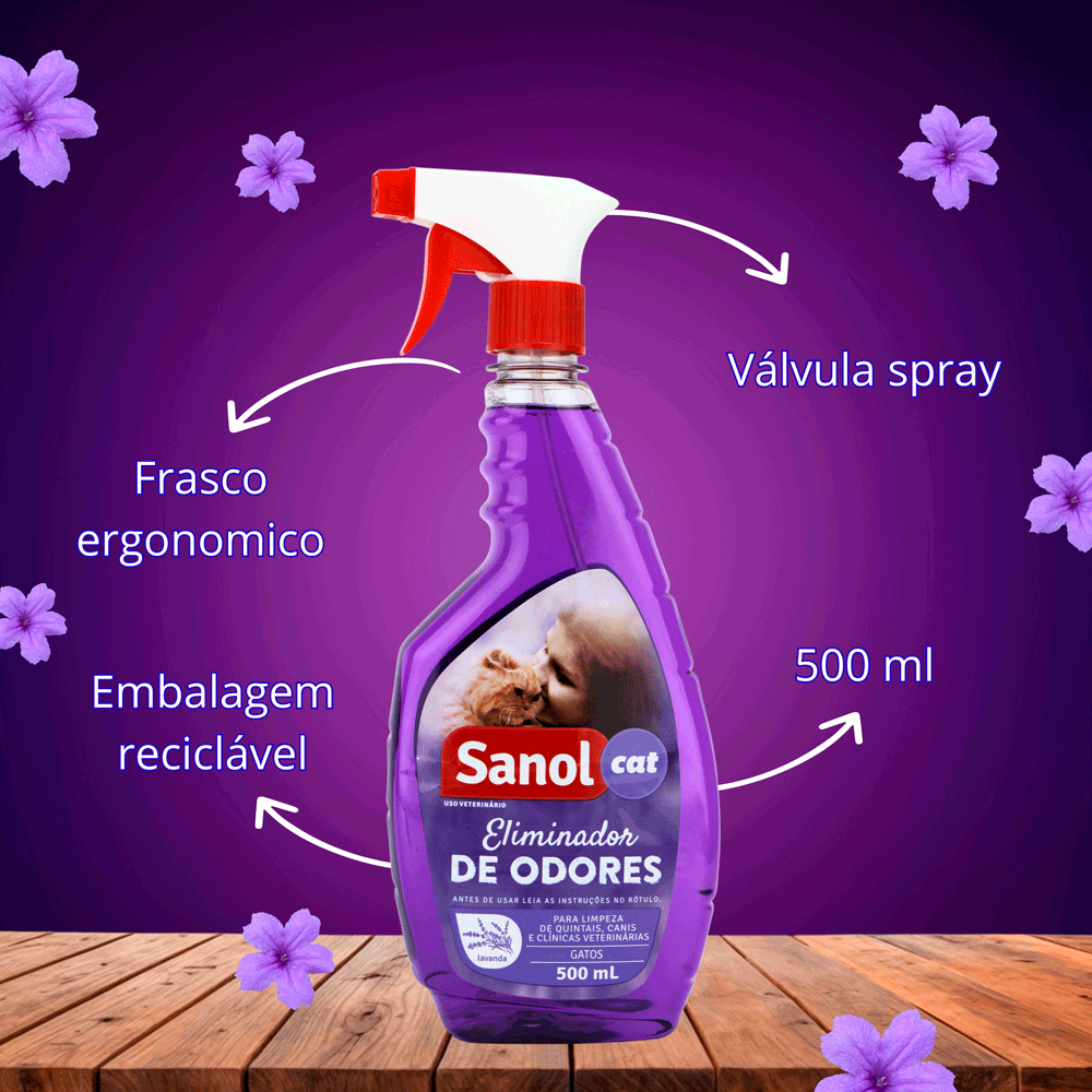 Encontraproduto.com.br - Eliminador de Odores Spray Gatos Sanol Cat