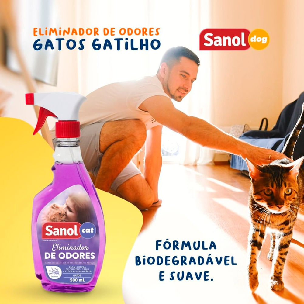 Encontraproduto.com.br - Eliminador de Odores Spray Gatos Sanol Cat