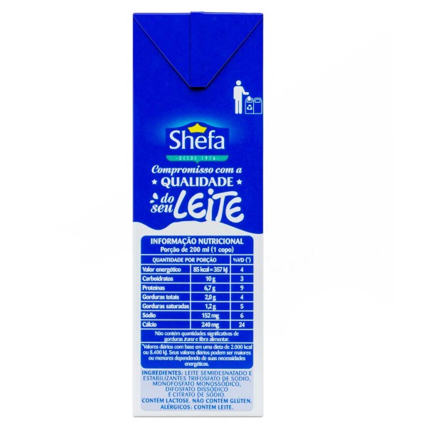 Encontraproduto.com.br - Leite Uht Semi Desnatado Shefa 1L