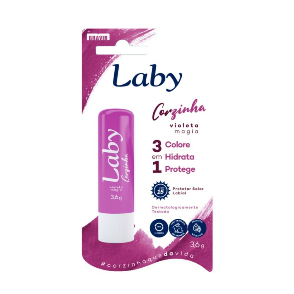 Protetor Solar Labial Laby Corzinha FPS15 Violeta Magica 3,6g