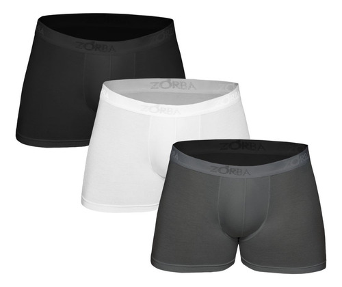 Encontraproduto.com.br - Kit 3 Cuecas Zorba Boxer Fit Modal 689 Pto/Bco/Chu - M M Preto/Branco/Chumbo