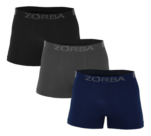Kit 3 Cuecas Zorba Boxer Extreme Sport sem Costura Microfibra 836 Pto/Chu/Mho - P P Preto/Chumbo/Marinho