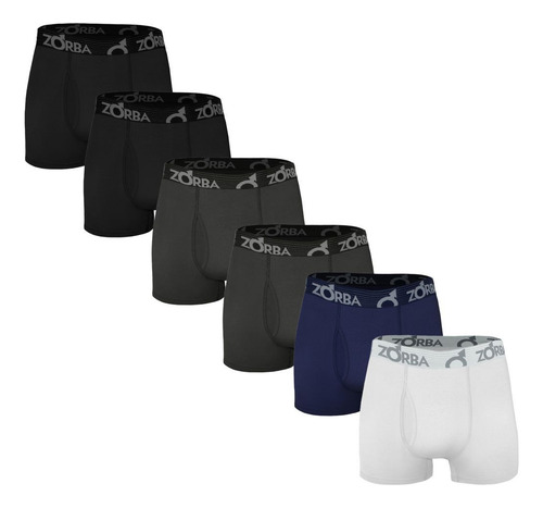 Encontraproduto.com.br - Kit 6 Cuecas Zorba Boxer com Abertura 848 Branco - P P Branco