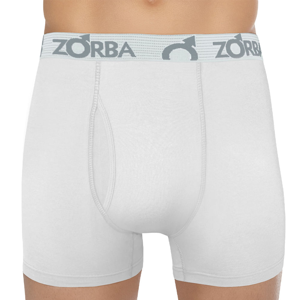 Encontraproduto.com.br - Kit 6 Cuecas Zorba Boxer com Abertura 848 Branco - P P Branco