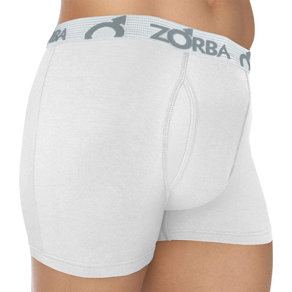 Encontraproduto.com.br - Kit 6 Cuecas Zorba Boxer com Abertura 848 Branco - P P Branco