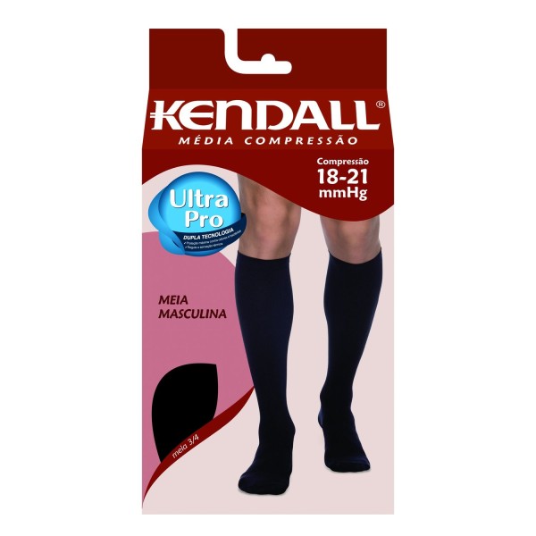 Encontraproduto.com.br - Meia 3/4 Kendall Masculina Media Compressão Preto