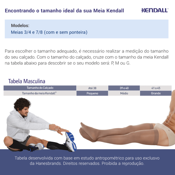 Encontraproduto.com.br - Meia 3/4 Kendall Masculina Media Compressão Preto