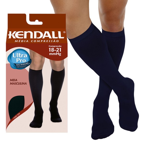 Encontraproduto.com.br - Meia 3/4 Kendall Masculina Media Compressão Azul