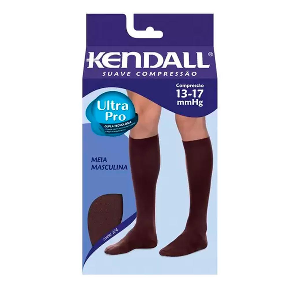Meia Masculina 3/4 Suave Compressão Kendall Preta Médio