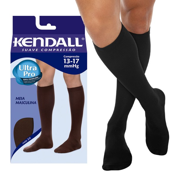 Encontraproduto.com.br - Meia Masculina 3/4 Sem Compressão Kendall Preta Grande