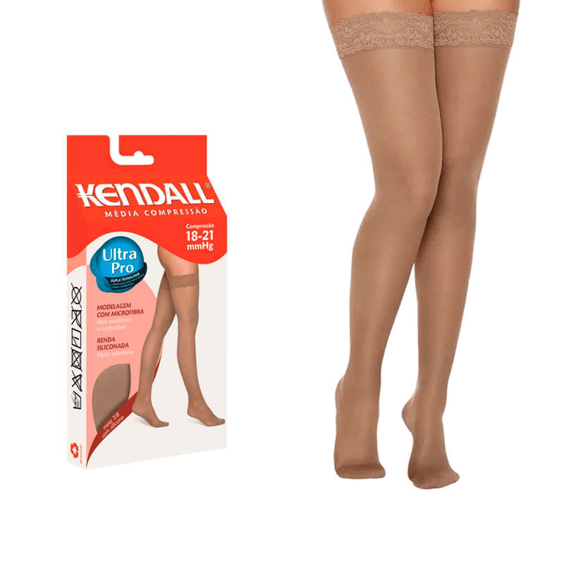 Encontraproduto.com.br - Meia Longa 7/8 Média Compressão Renda com Silicone Mel M