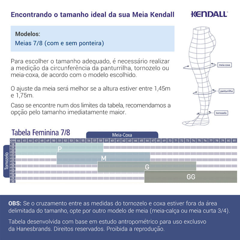 Encontraproduto.com.br - Meia de Compressão Média Kendall 7/8 Tamanho GG Mel Sem Ponteira