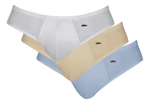 Encontraproduto.com.br - Cueca Slip Zorba Algodão Branco/Cinza/Preto - Kit 3 unidades