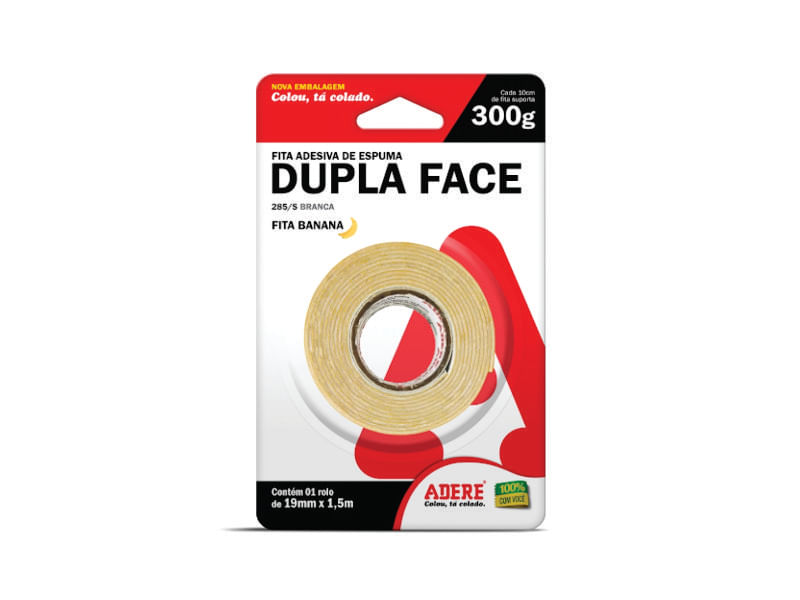 Encontraproduto.com.br - Fita Dupla Face Espuma Branco 285S 19mm x 1,5m Adere