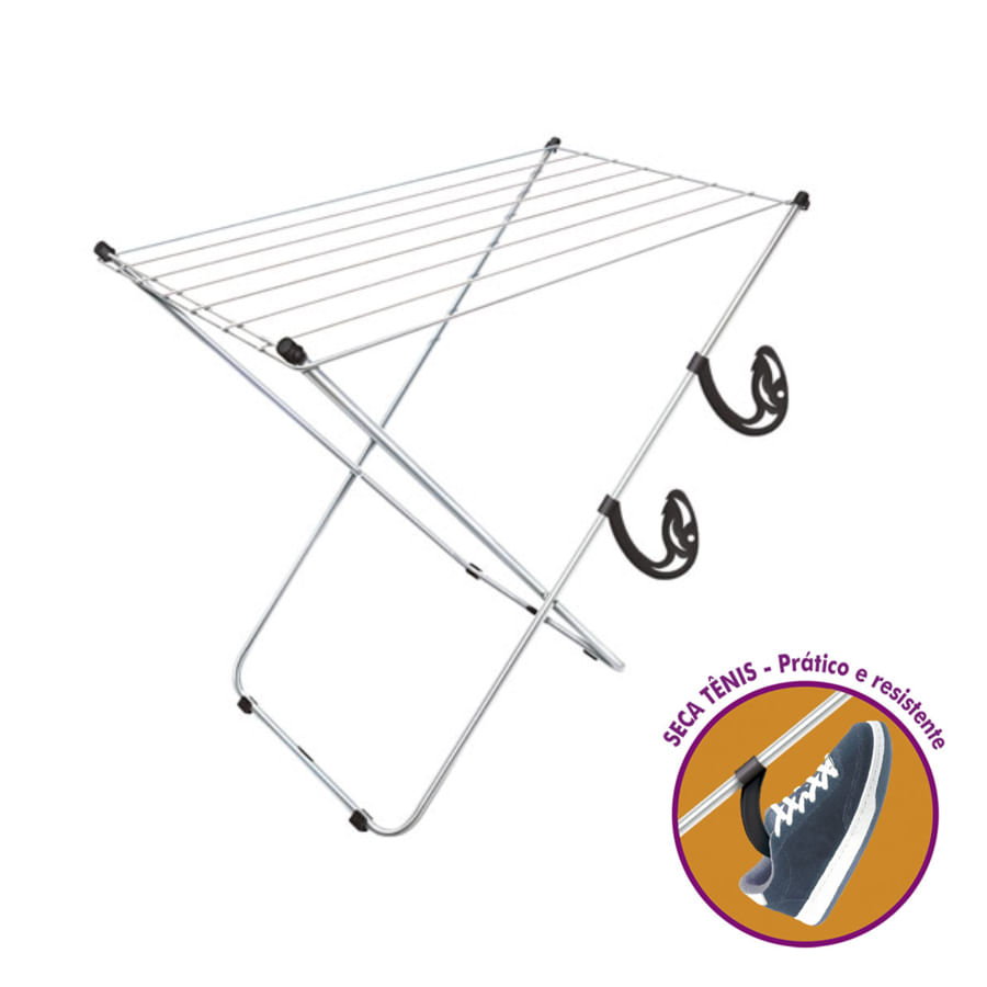 Encontraproduto.com.br - Varal de Chão 89x46cm Summer Secalux Prata