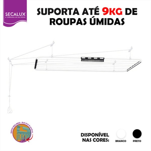 Encontraproduto.com.br - Varal de Teto Secalux Monaco Aço 56x120cm