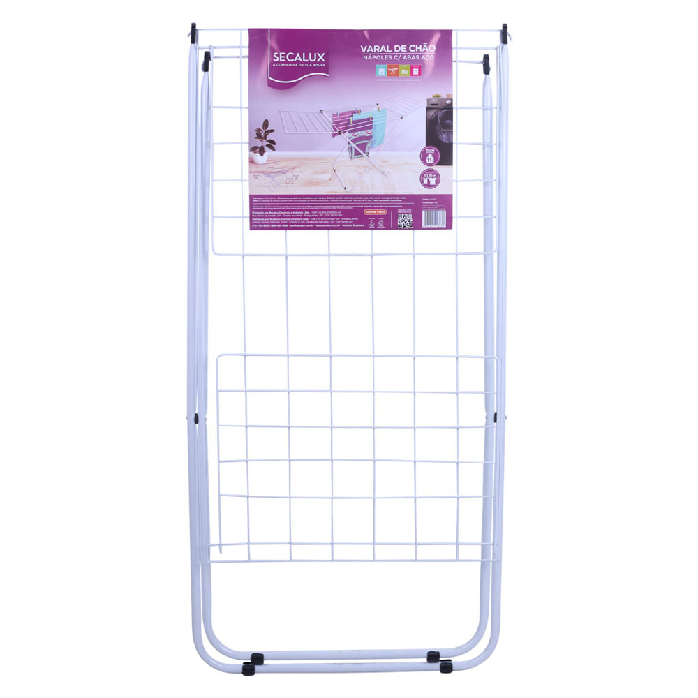 Encontraproduto.com.br - Varal Secalux 101052 Chao Napoles Branco com Abas 148x49x85cm