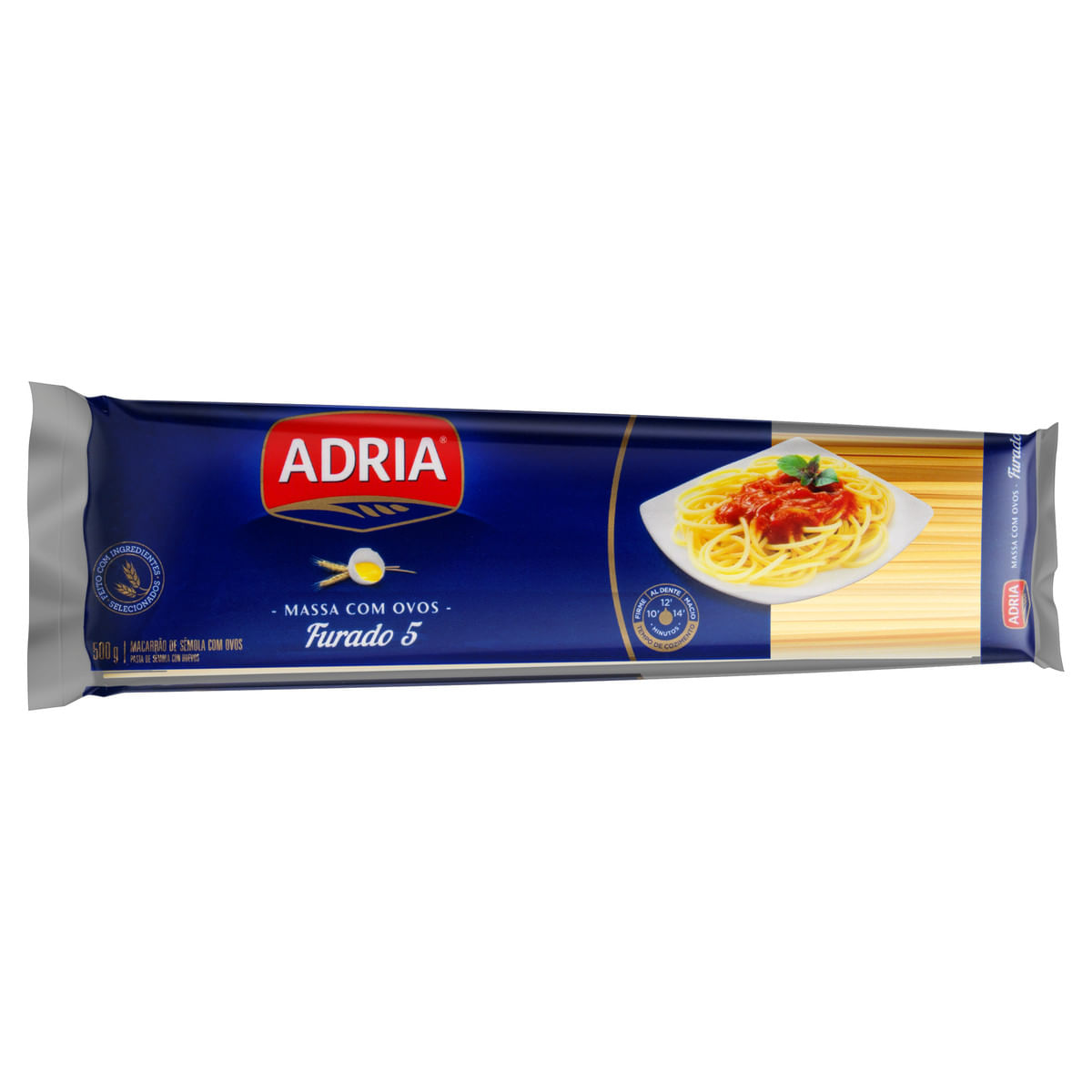 Encontraproduto.com.br - Macarrão com Ovos Adria Espaguete Furado Pacote com 500g