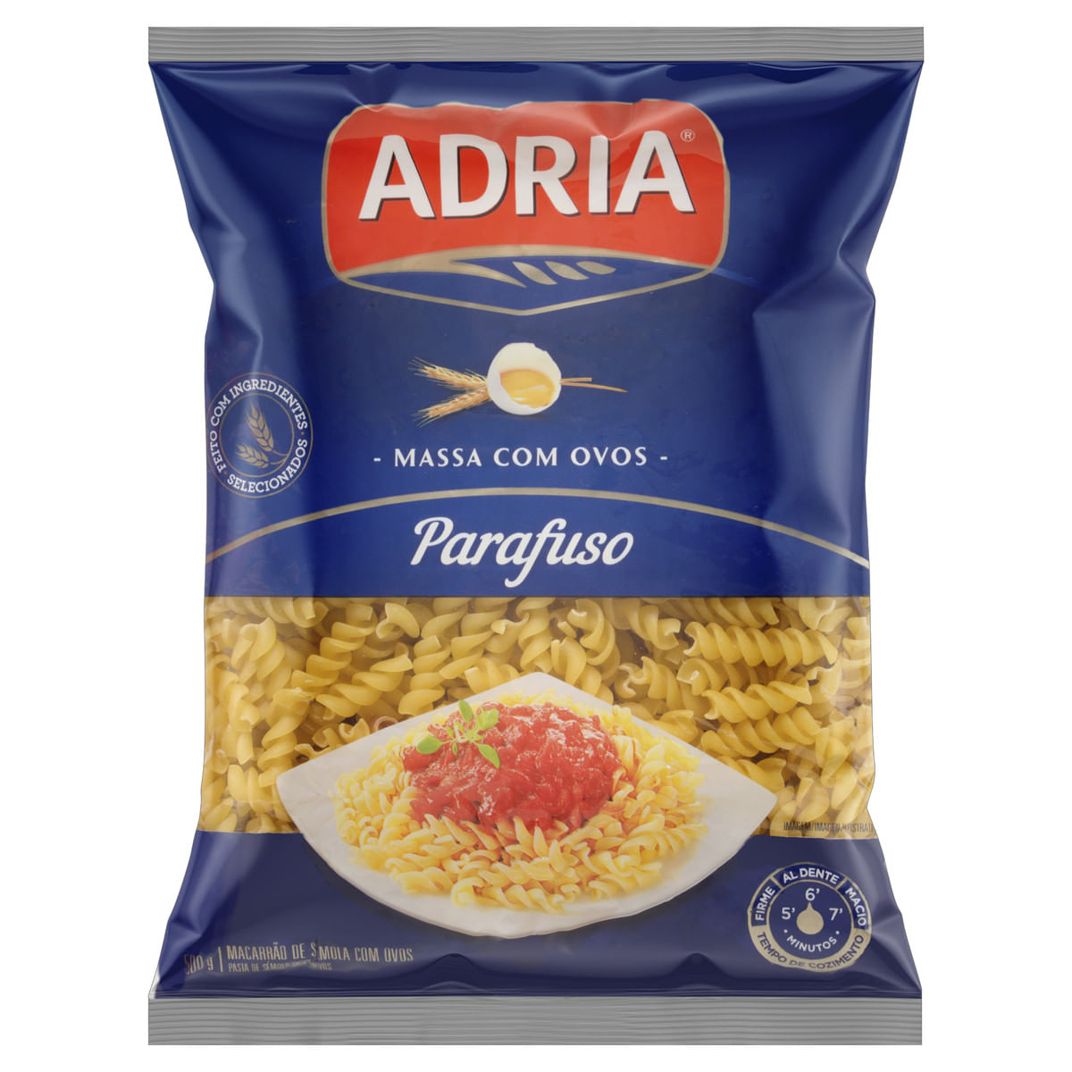 Macarrão com Ovos Adria Parafuso Pacote com 500g
